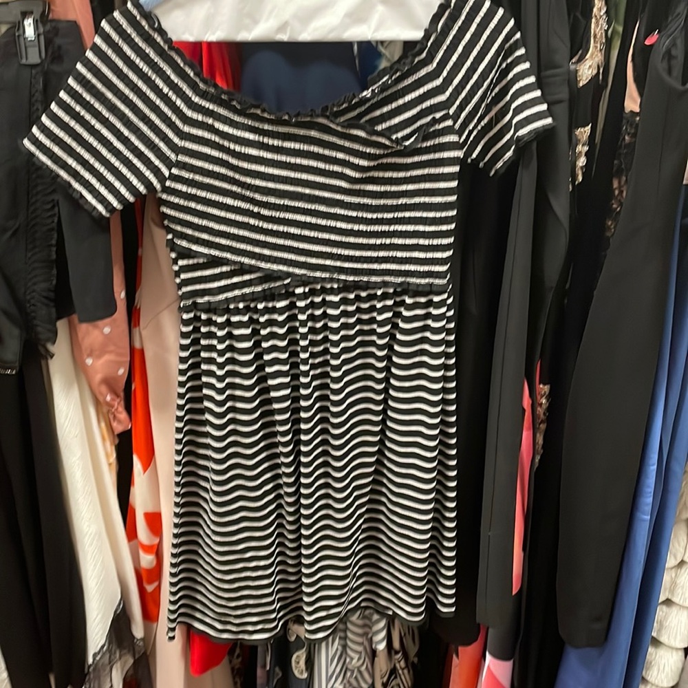 Black and white stripped cotton sundress with tags